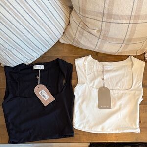 Meraki Black and White Crop Tops